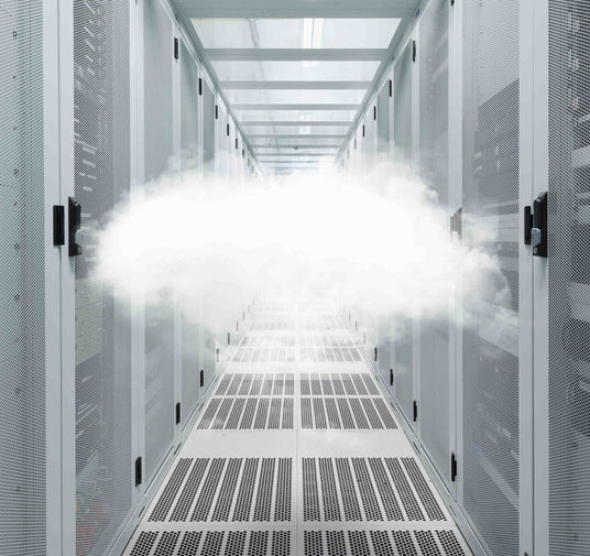 Server room with a cloud effect