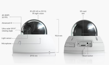 Ubiquiti UniFi Protect AI Dome Camera UVC-AI-DOME-W